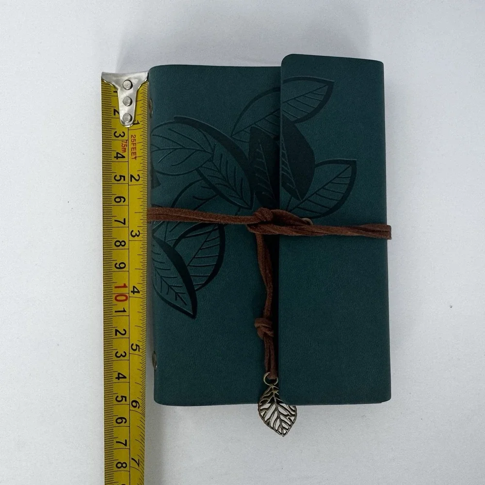 5.8x4 Inch Travel Refillable Leather Diary Scrapbook Gift, Teal Cyan Blue